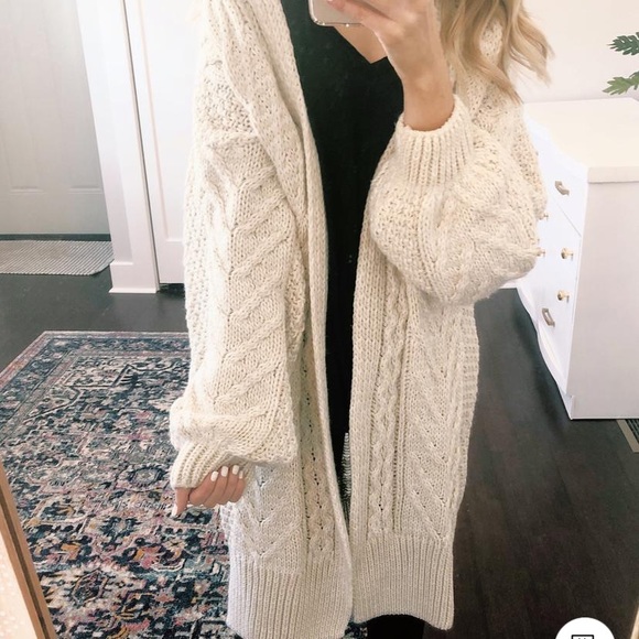 Topshop Cable Knit Longline Cardigan 